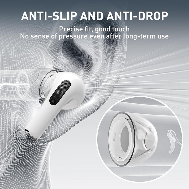 Vsagier 4 Pairs Clear Replacement Ear Tips for AirPods Pro 1&2 Replacement Ear Tips - Liquid Silicone Ultra-Soft & Cleaner Pen, Noise Reduction Holes & Built-in Dust Guard Screen (XS/S/M/L) - Image 3